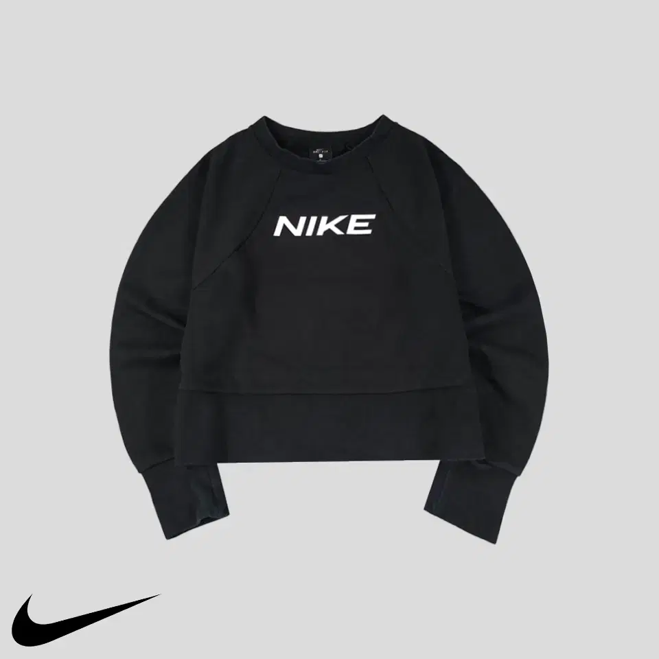 Nike Pigment Black Spellout Midlogo Dry Fit Cotton Blend Sweatcropped Mantle