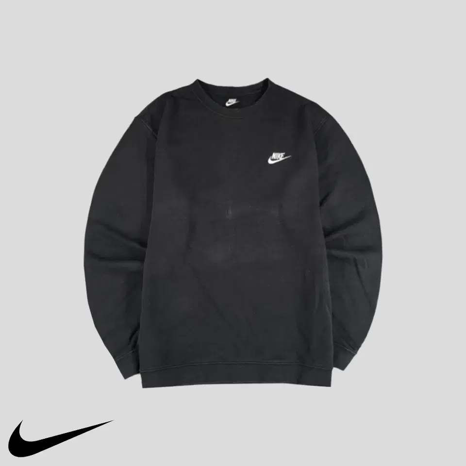 Nike Pigment Black and White Fuchsia Logo Embroidered Cotton Blend Sweatshirt