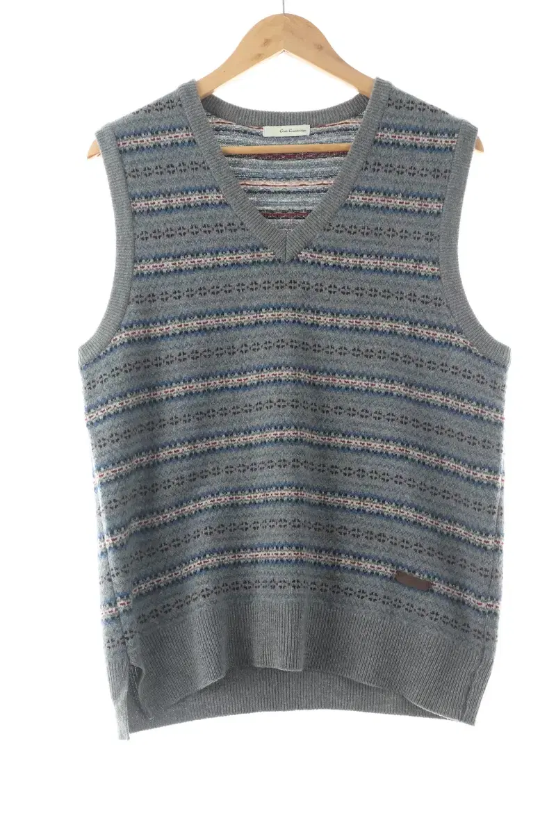 (XL) BrandVintage knit vest vest gray wool old school-105ED