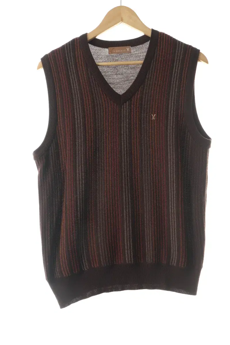 (M) Galaxy Knit Vest Best Brown Wool Basic Fit - 10607