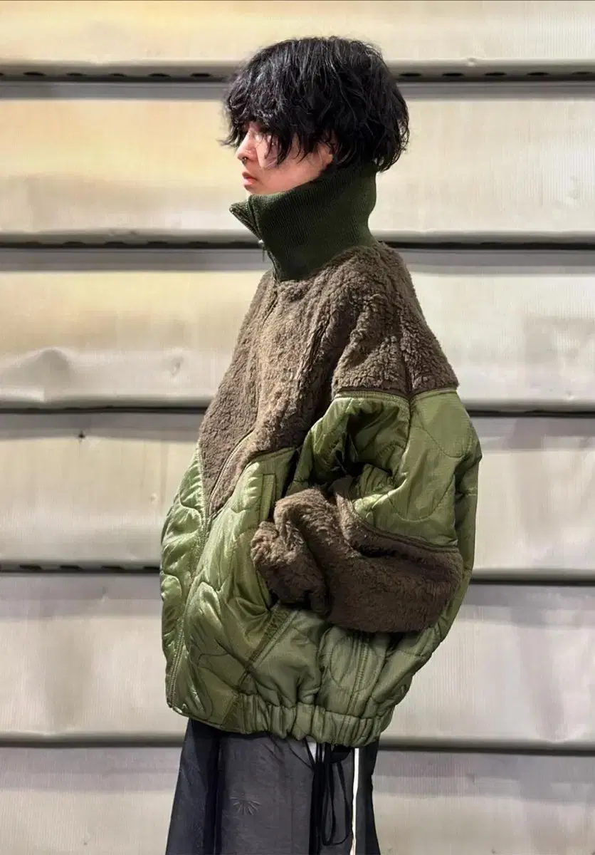 77CIRCA Nayeon Nashika 24FW Overfit Quilted Bona Liner Olive Jacket