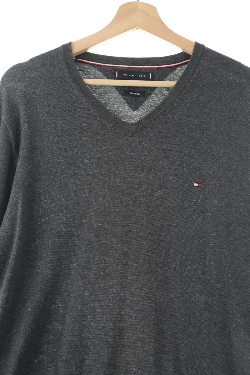 (L) Tommy Hilfiger Knit Gray Old School Basic Fit-1063C