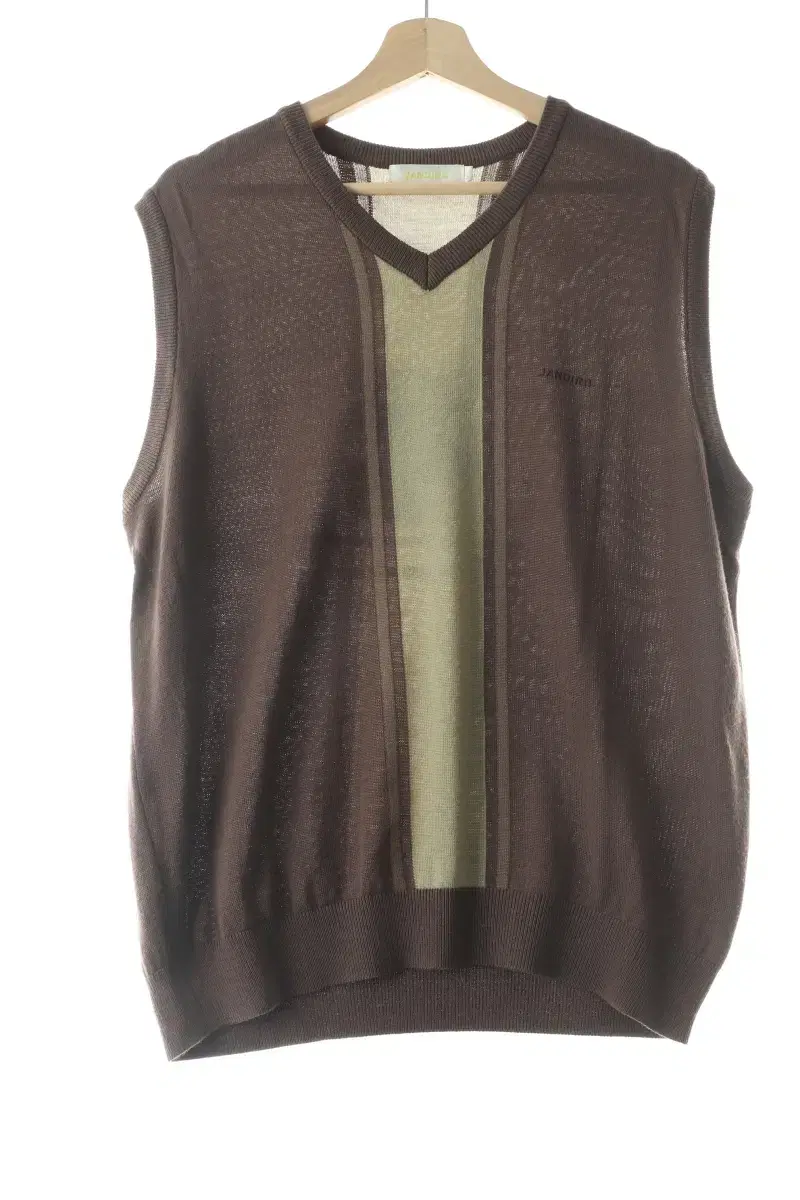 (XL) BrandVintage Knit Vest Brown Wool Loose Fit - 10643