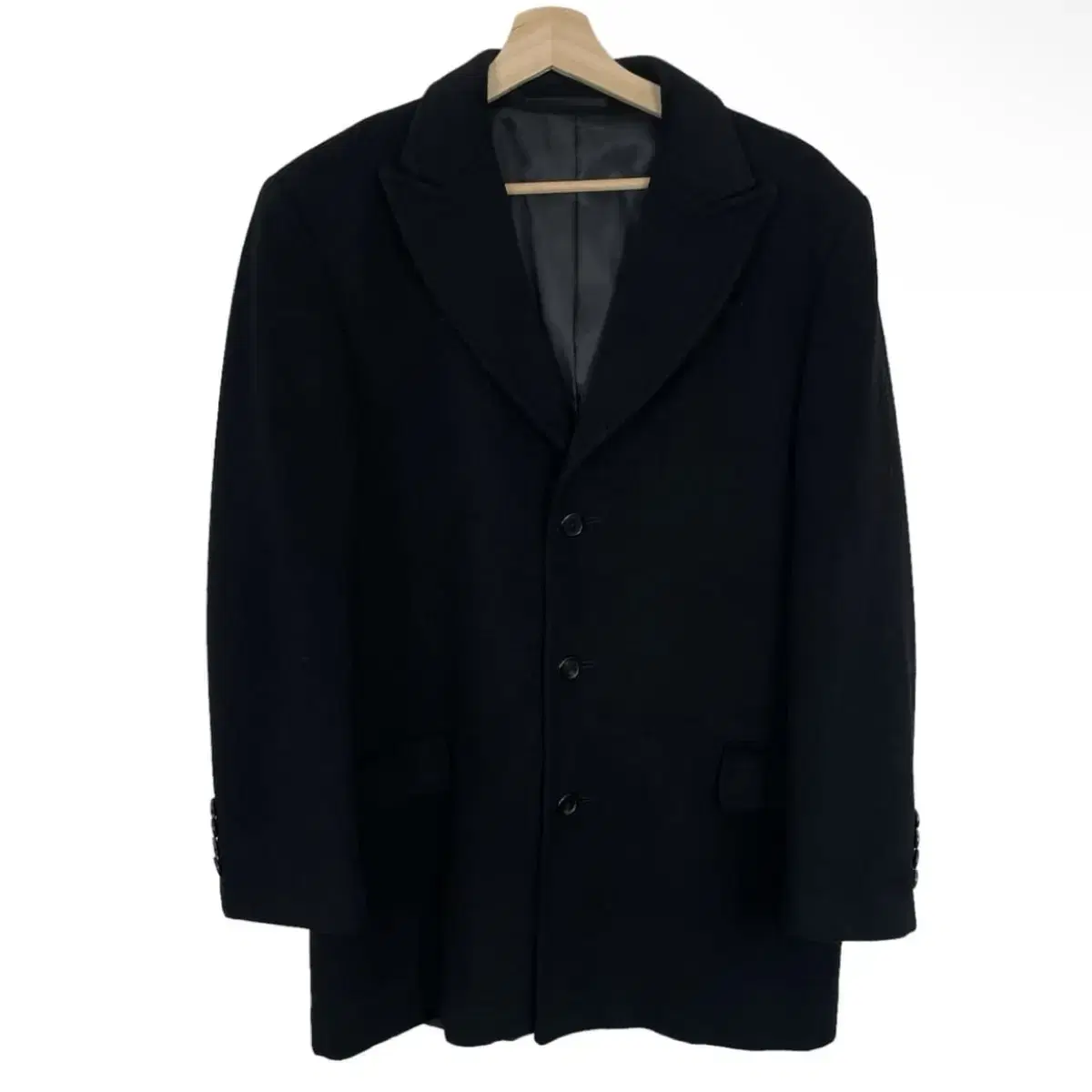 Reporter Black Wool Midi Single Coat