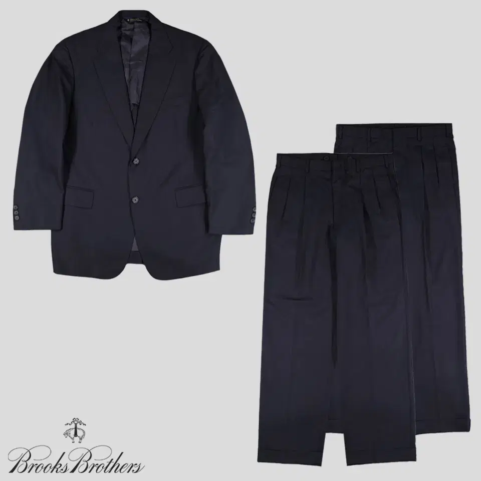 Brooks Brothers Deep Navy Wool100 Two-Button Single-Breasted Blazer Jacket Suspender Turn-ups