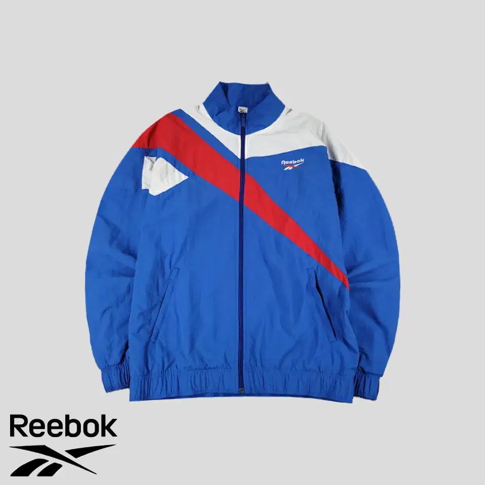 Reebok bloo Red White Colorway Big Logo Nylon Old School Windbreaker XL