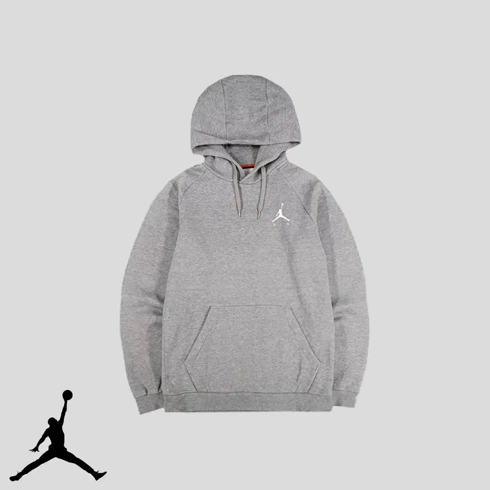 Nike Melange Grey White Jumpman Logo Printed Brushed Cotton Blend Sweat Reglan