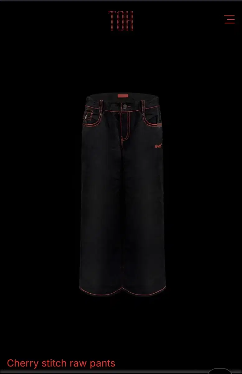 Toh cherry stitch raw pants