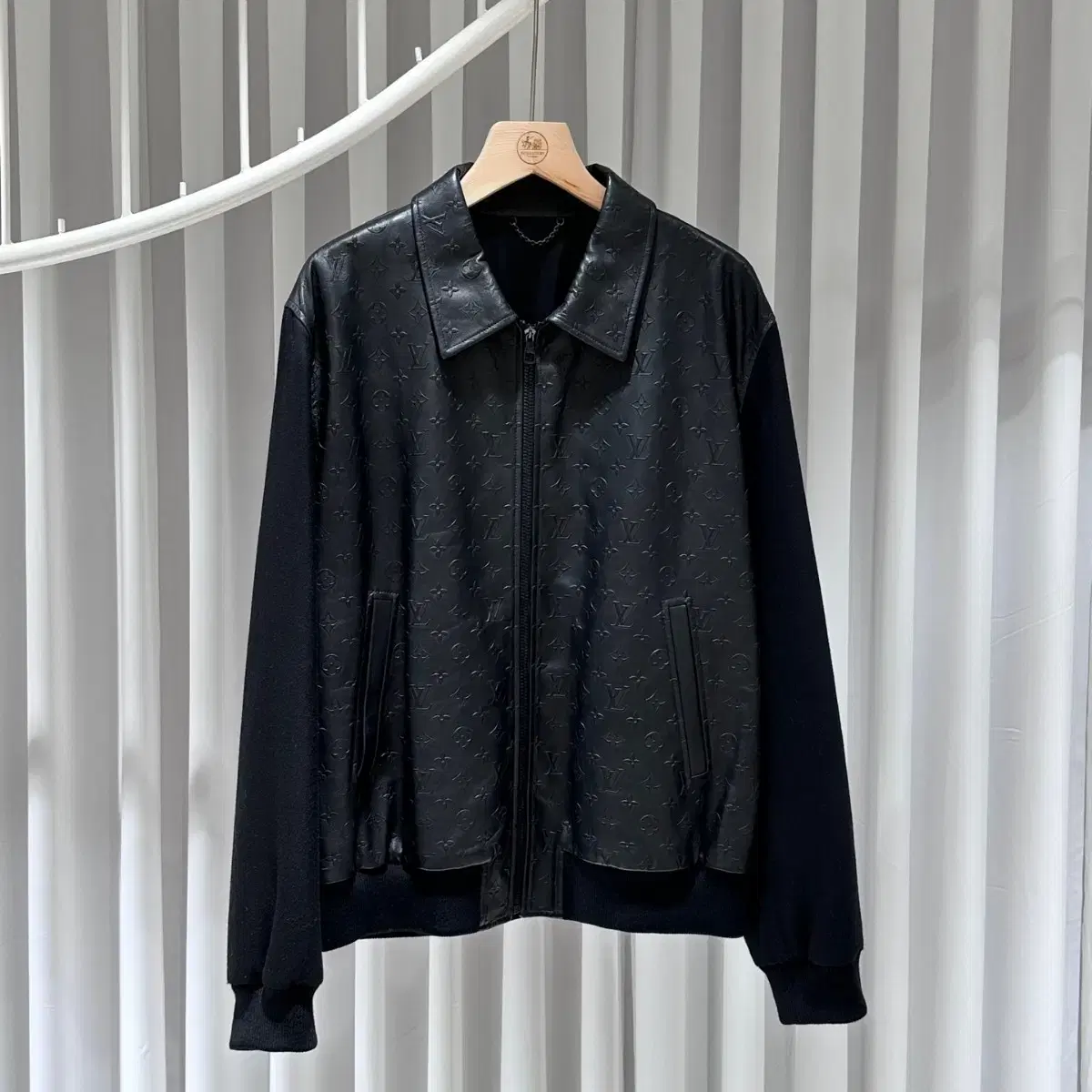 Louis Vuitton Monogram Leather Jacket Black / 54