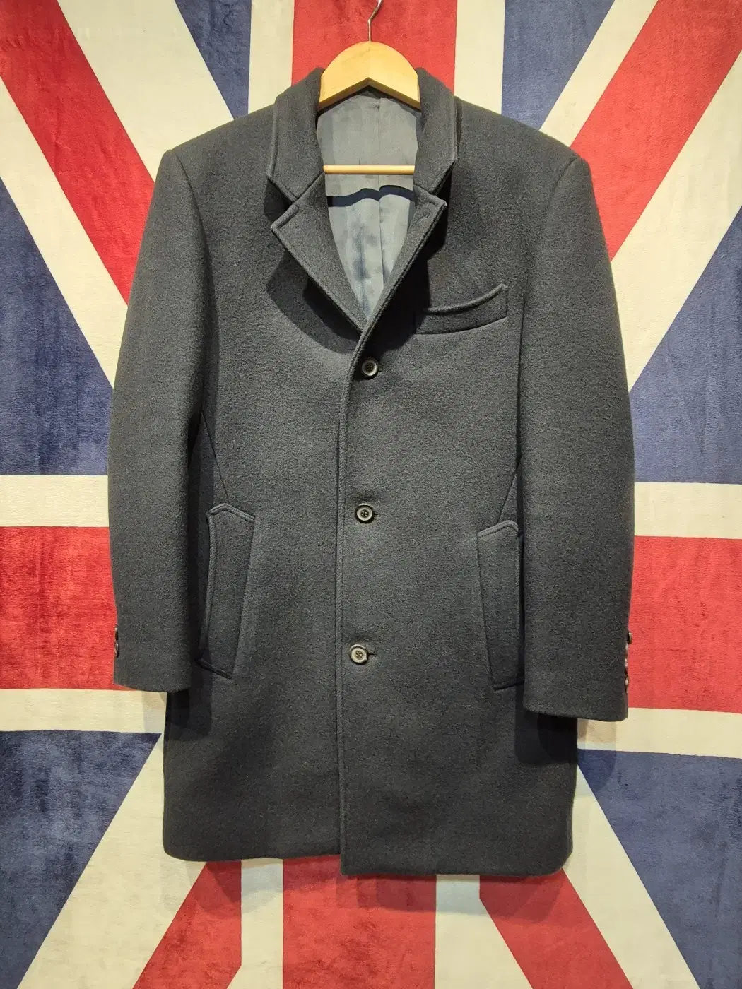 [95] Geosongio Wool Blend Half-Coat Navy