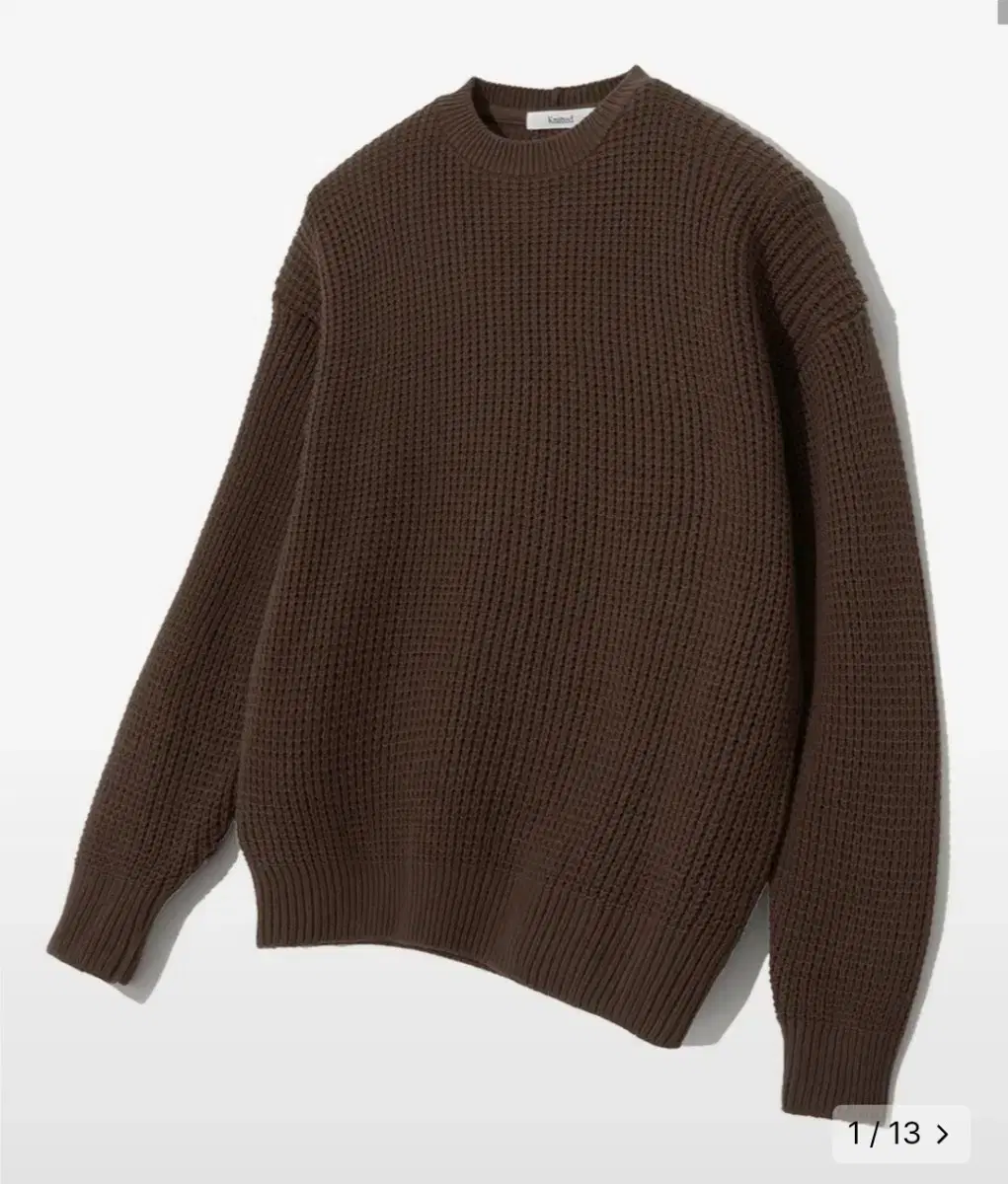 Knitted Soft Cotton Heavy Waffle Knit Brown M