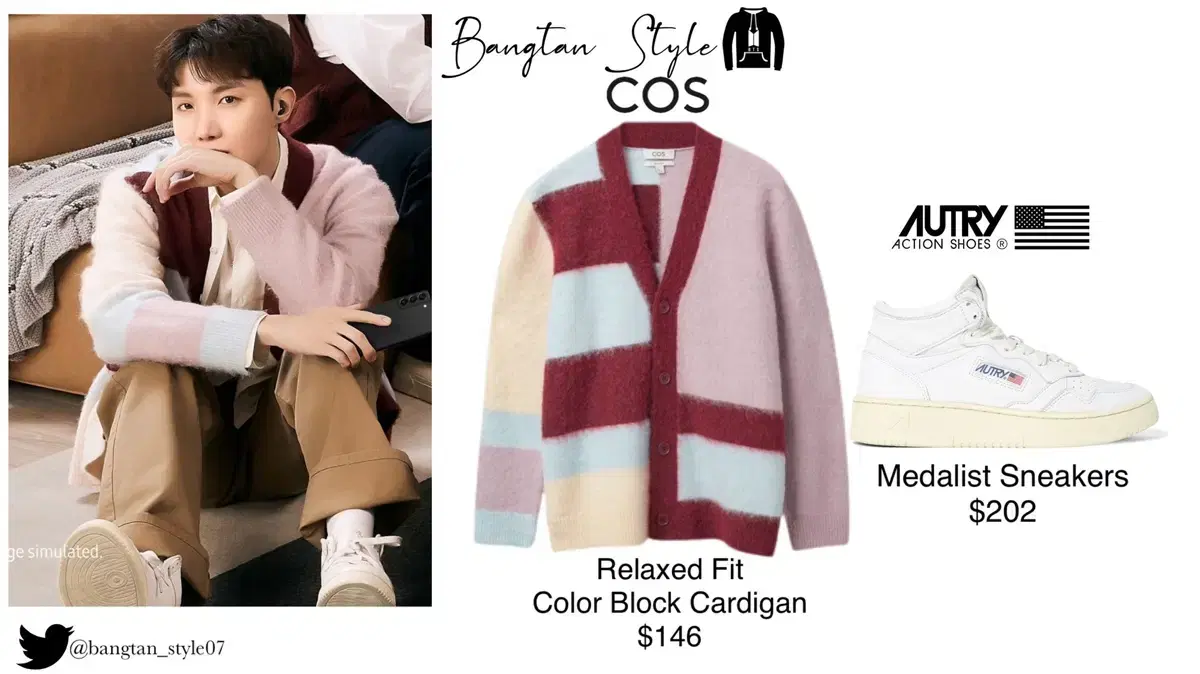 (Worn by BTS j-hope )COS COS Relaxed Fit Color Block Cardigan [L]