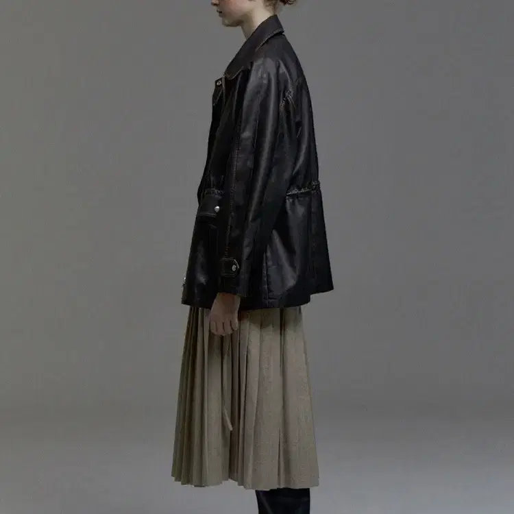 더 라이 Faux Leather Half Jacket Dark brown