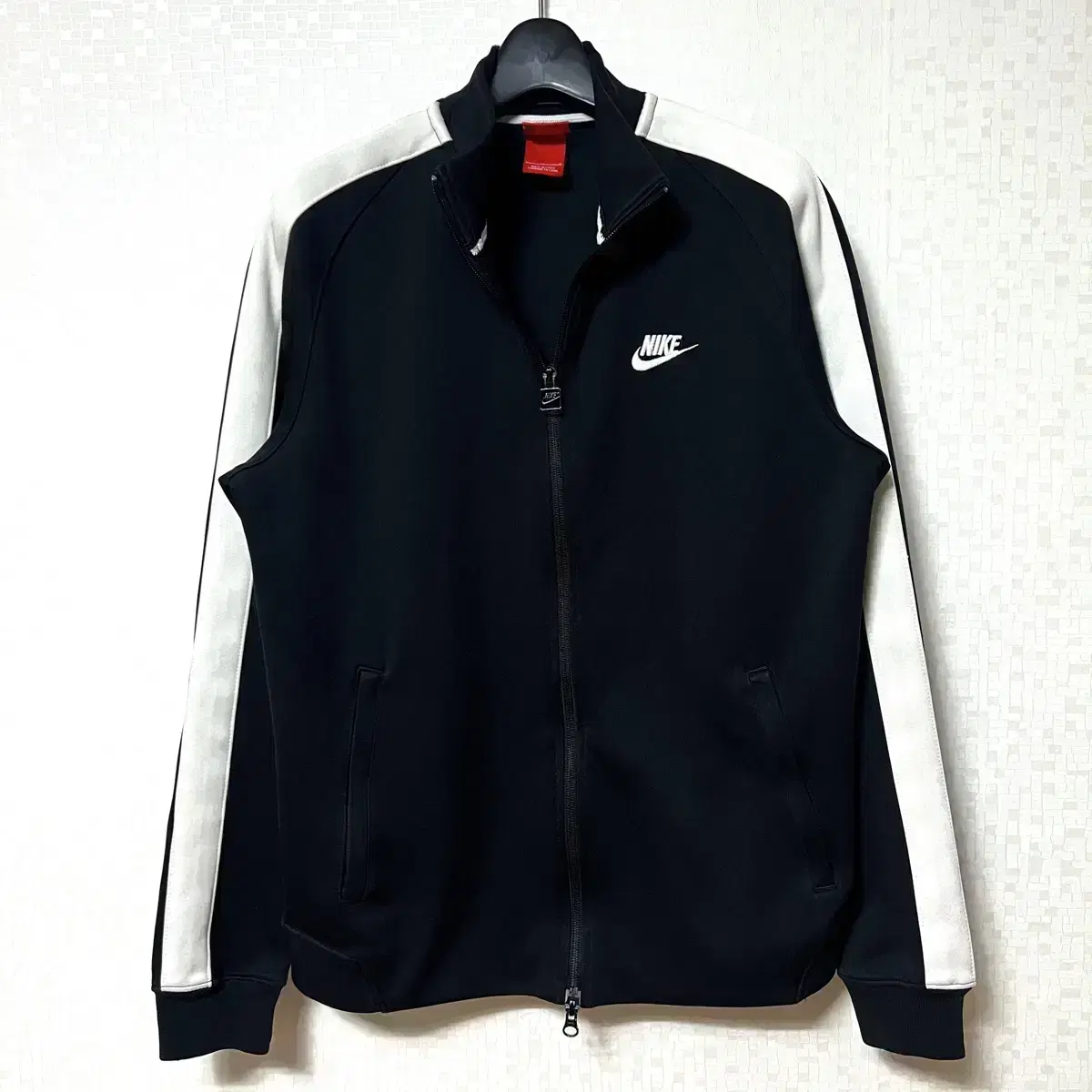 [L,100]Nike Jersey Zip Up Track Top Black White