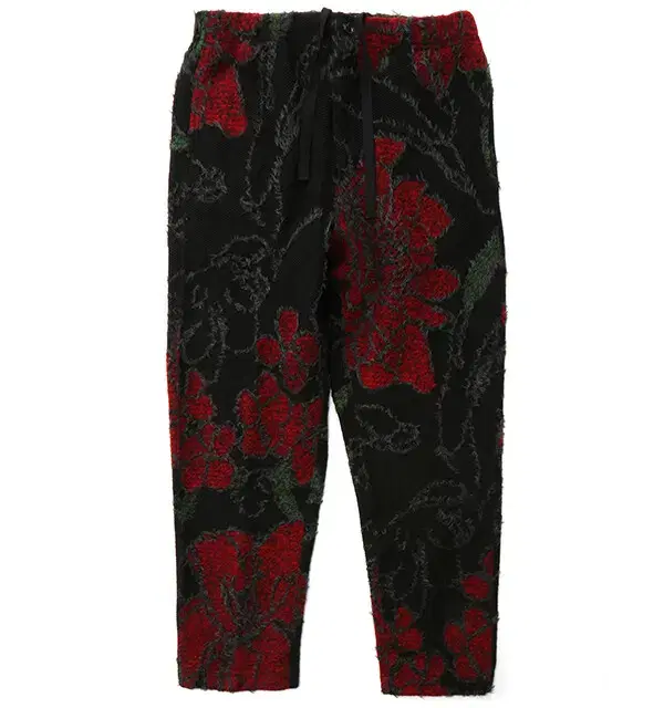 [New] Engineeredgarments Floral (Flower) Jacquard Knit Pants Black Red