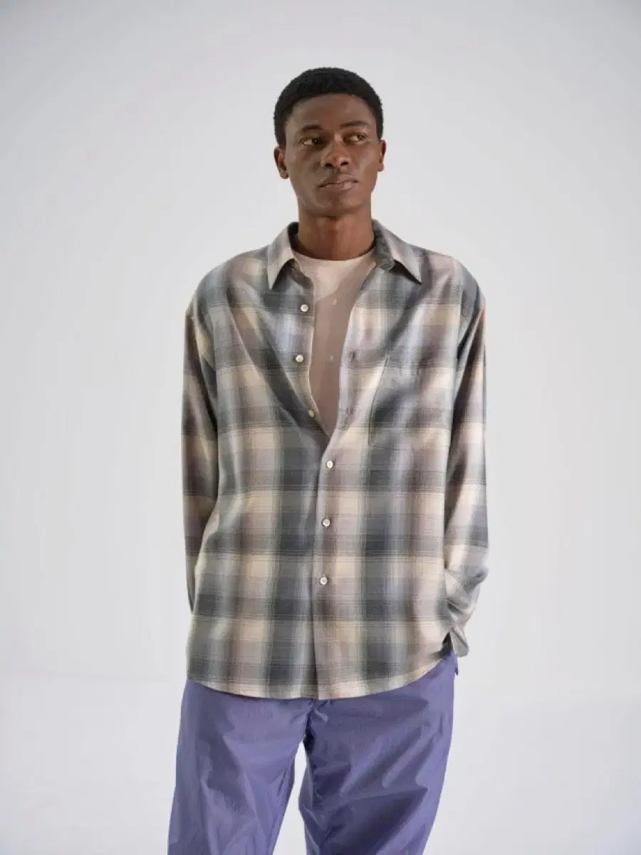 [3]ORARI 24FW Blue Beige Check Shirt