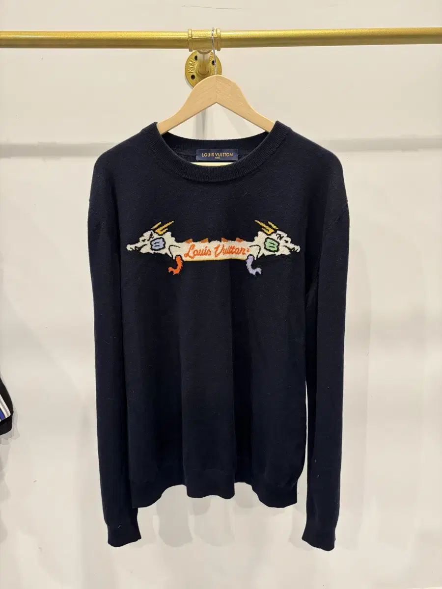 [S, Genuine] Louis Vuitton Intarsia Dragon Cashmere Knit XXL