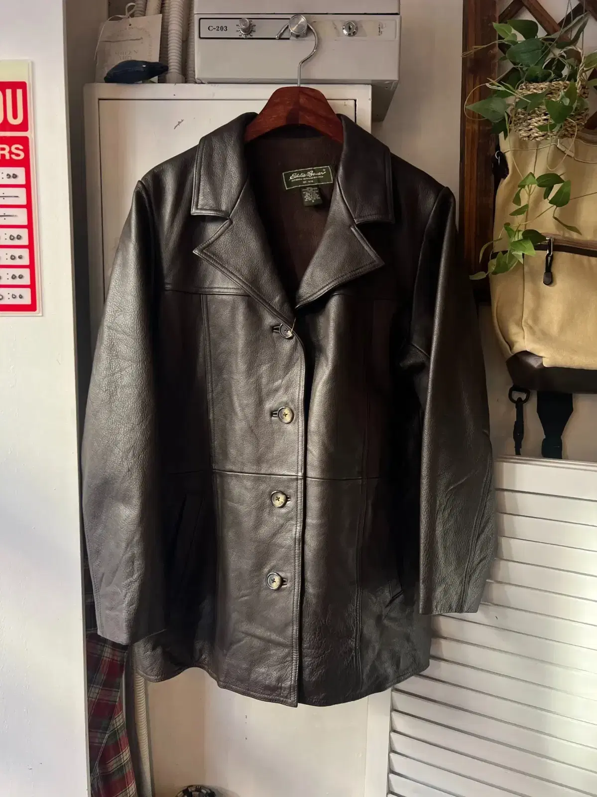 [L]Eddie Bauer USA Real Leather Blazer