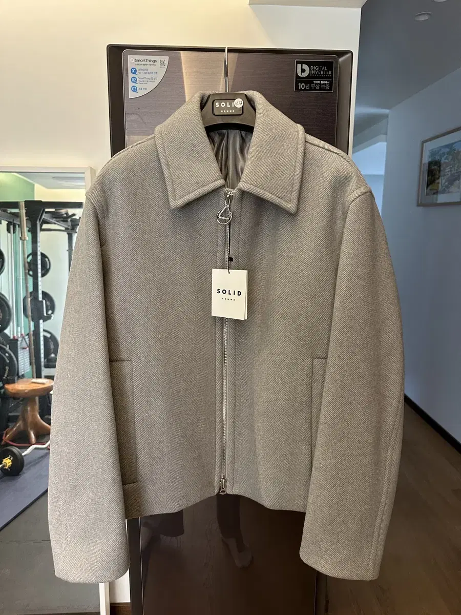 Solid Homme Gray Crop Zip-up Jacket