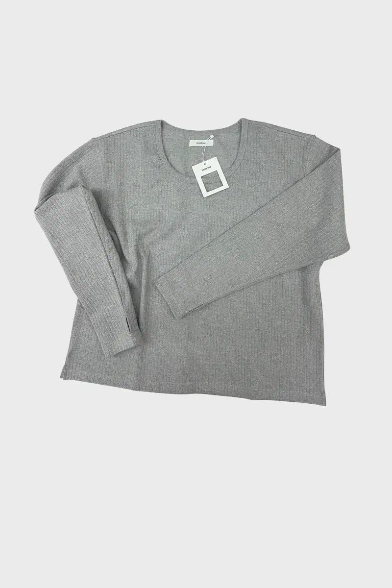 [1] Non-node Fingerhole U-Neck T-Shirt Gray Sell