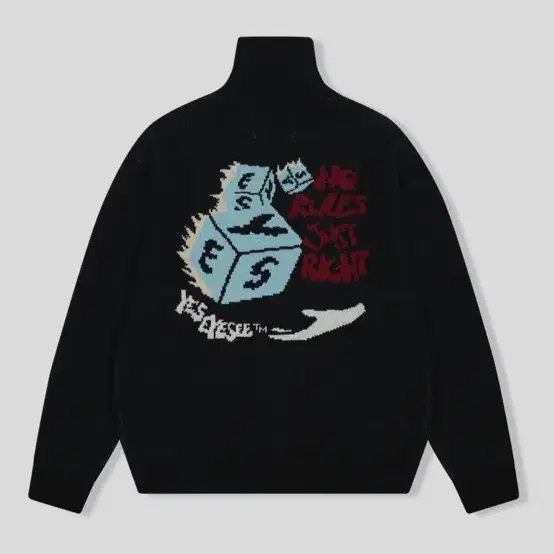 Y.E.S Dice Full Zip-up Knit Cardigan 검정