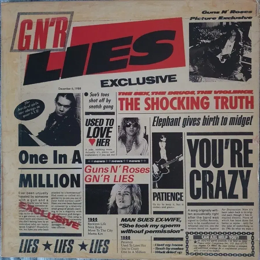 GUNS N ROSES-G N LIES LP(직배발매앨범)