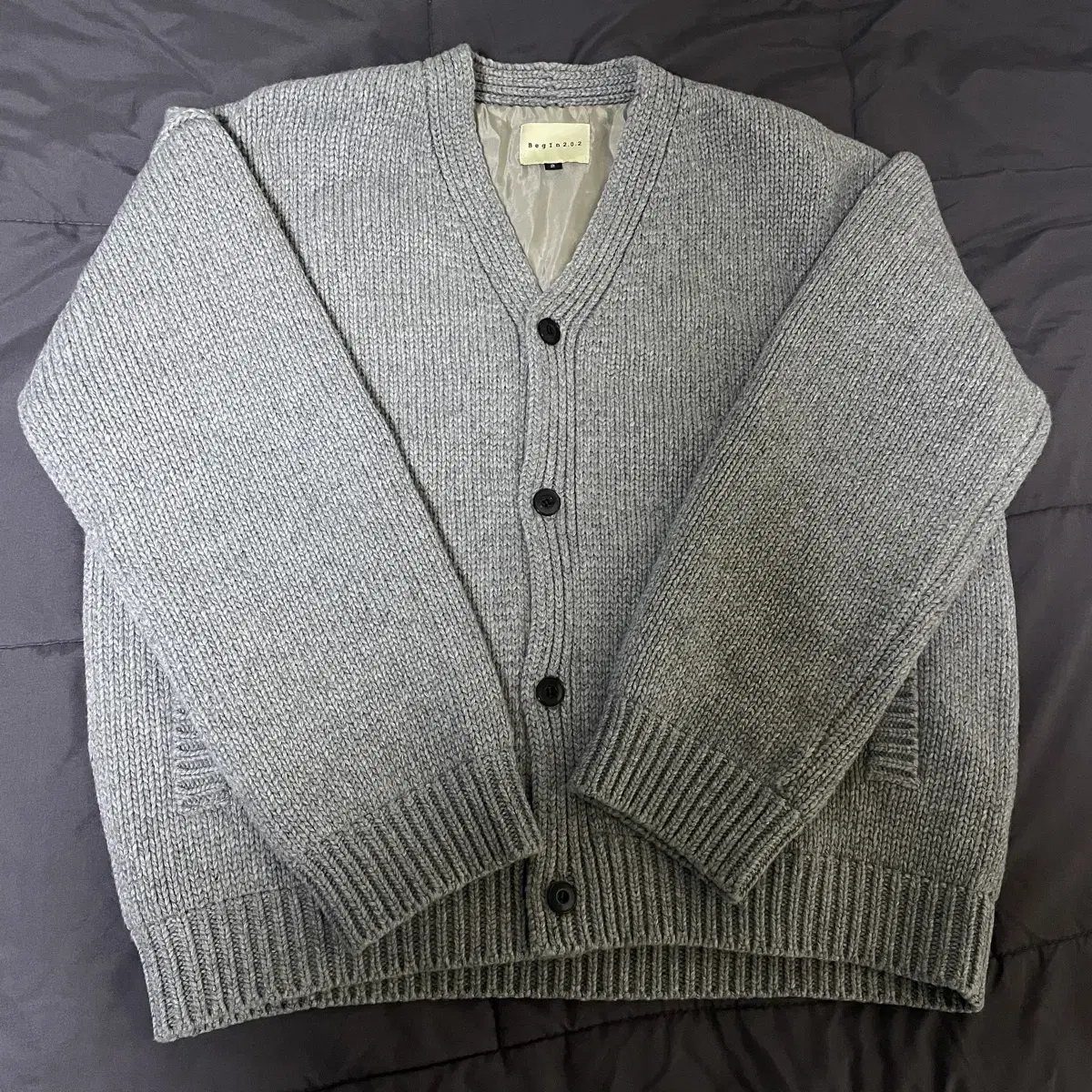 [New] Bigin202 Heavy Cardigan Gray [2] (100-105)