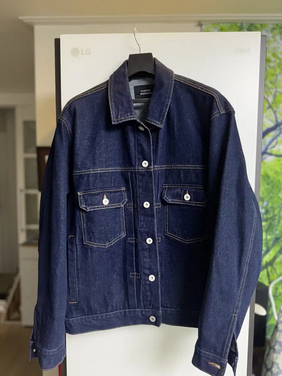 Indigo 100 percent untreated denim trunker jacket