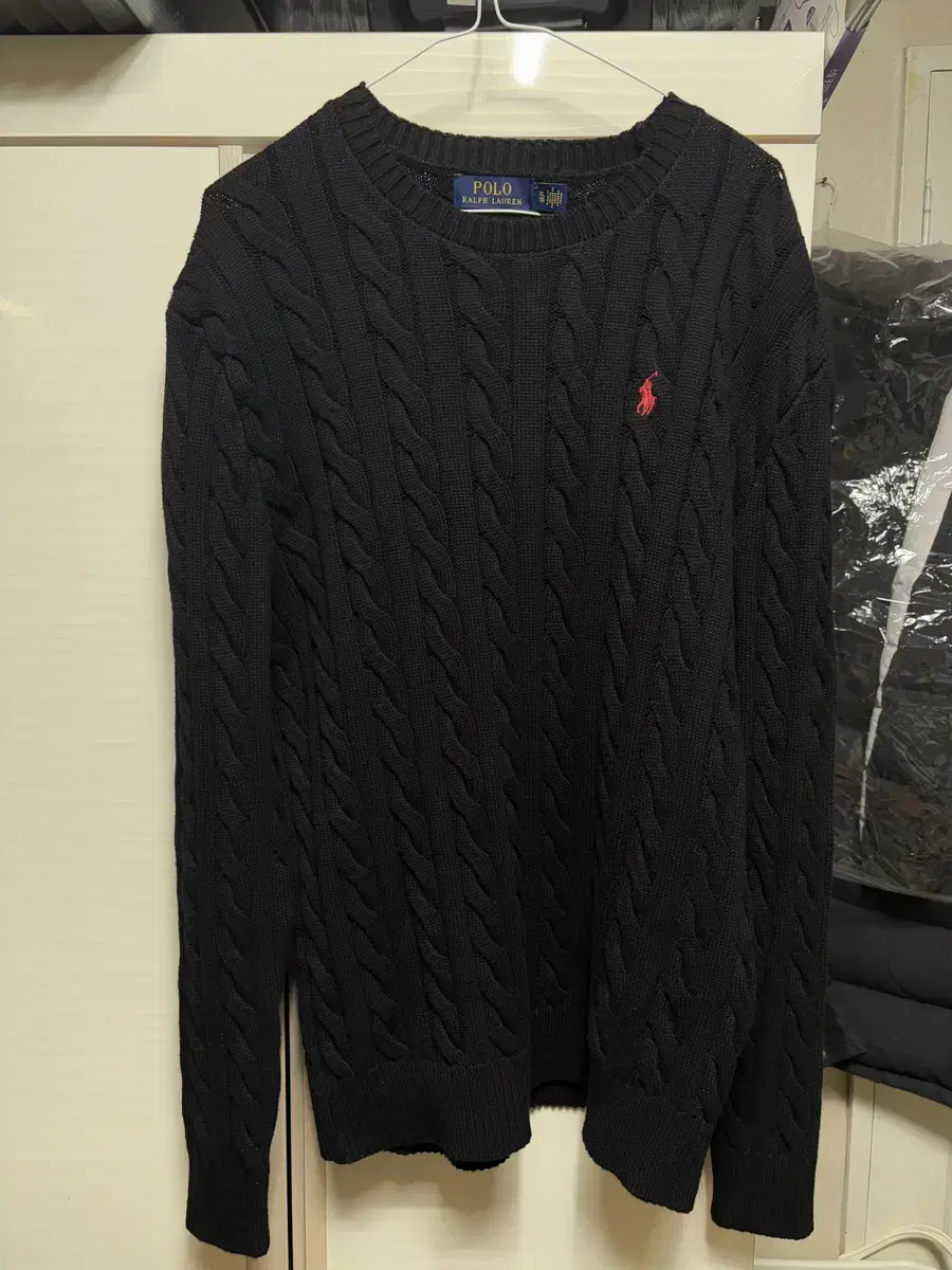 Polo Cable Knit XL Black