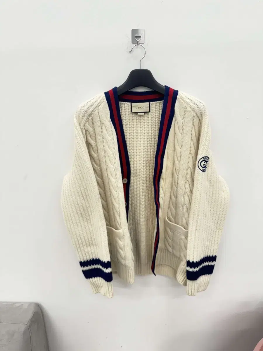 Gucci Web Band Cable Cardigan XL