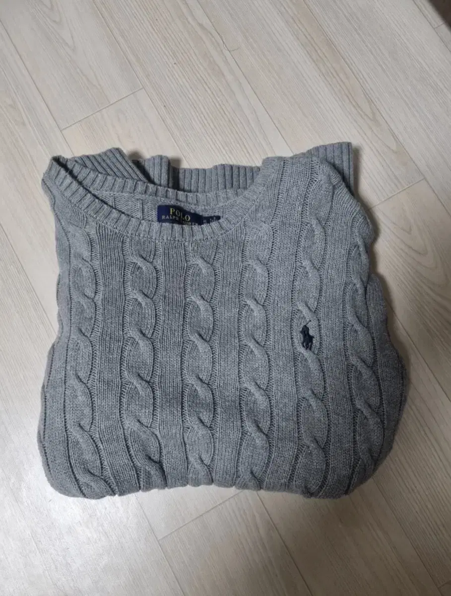 Polo Cable Knit XL Grey