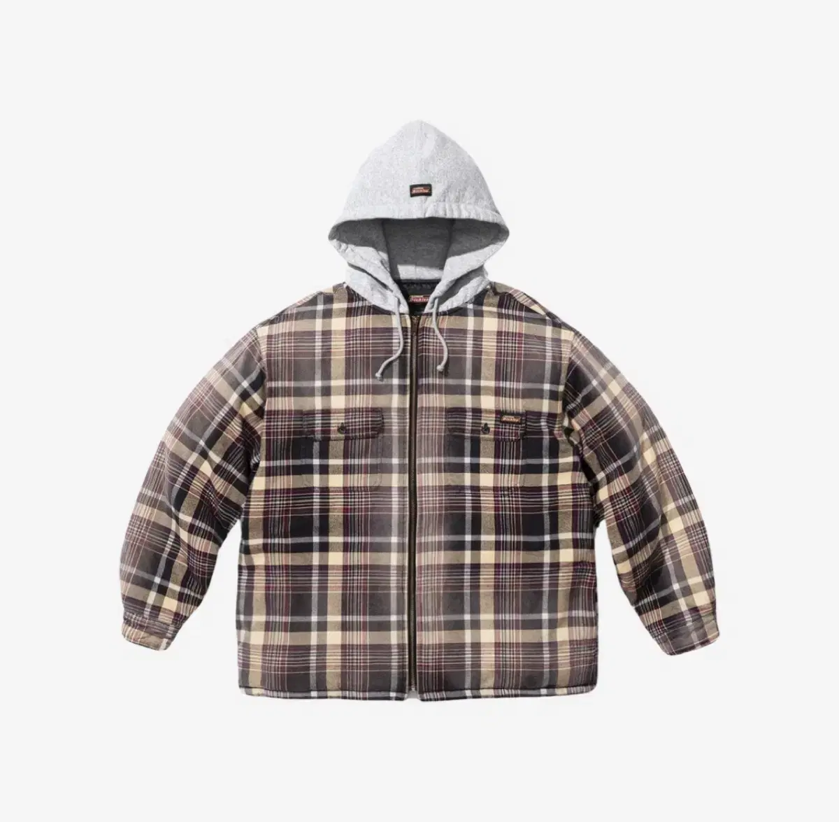 Supreme x Dickies Plaid Hooded Zip-Up Shirt Black 23FW