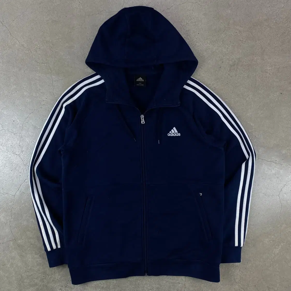 Adidas logo sideline navy hoodie zip-up