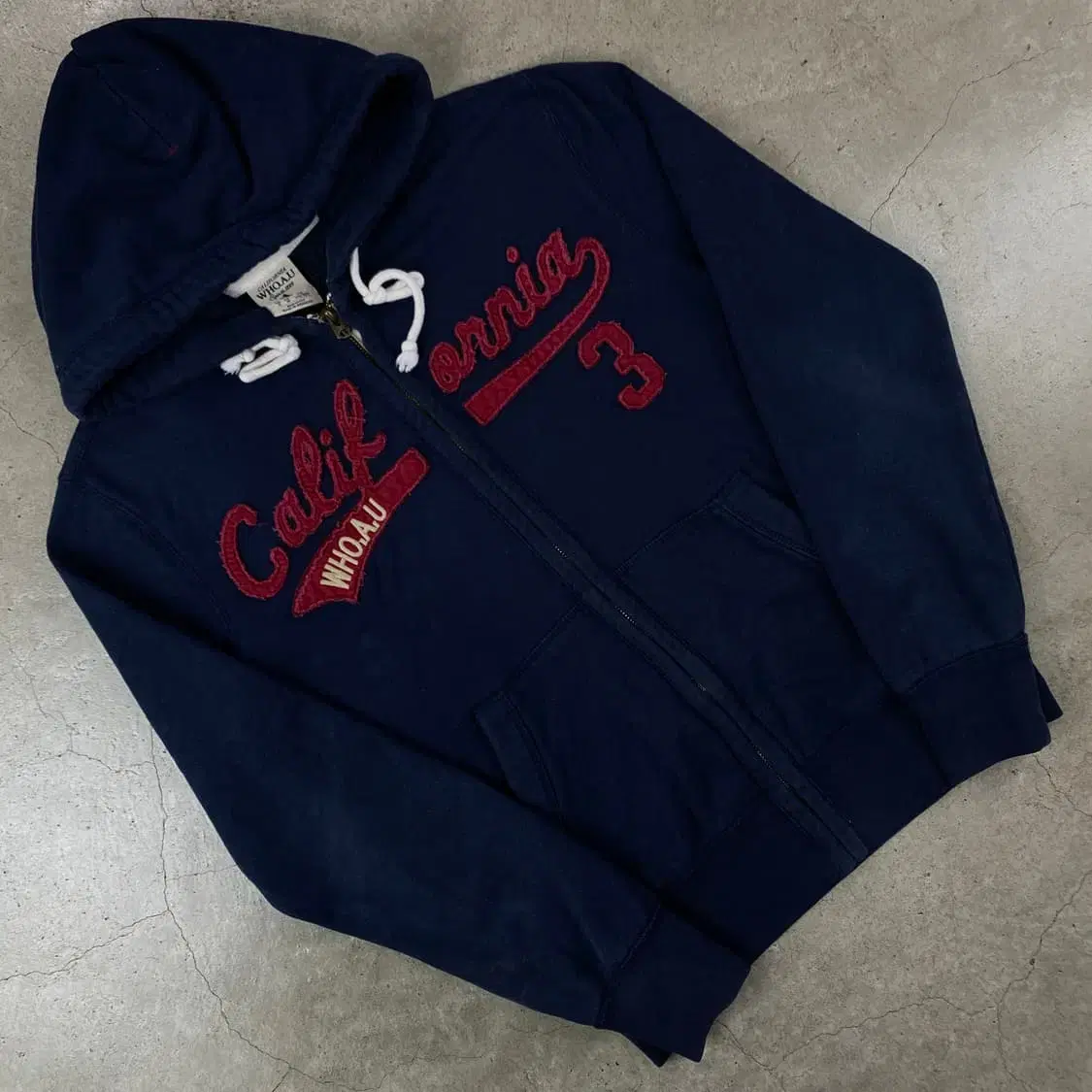 Huay U Logo Navy Hoodie Zip Up