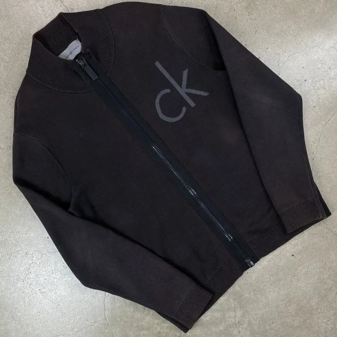 Calvin Klein Logo Charcoal Knit Zip-up