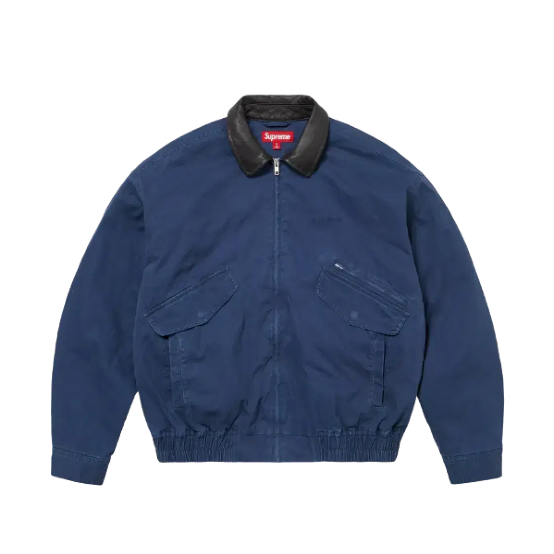 Same Day Delivery)Genuine S Supreme Leather Collar Utility Jacket Navy 24FW