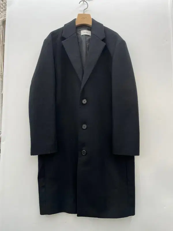 Medium Insulated Overcoat Wool-Cashmere Blend Long Coat Black