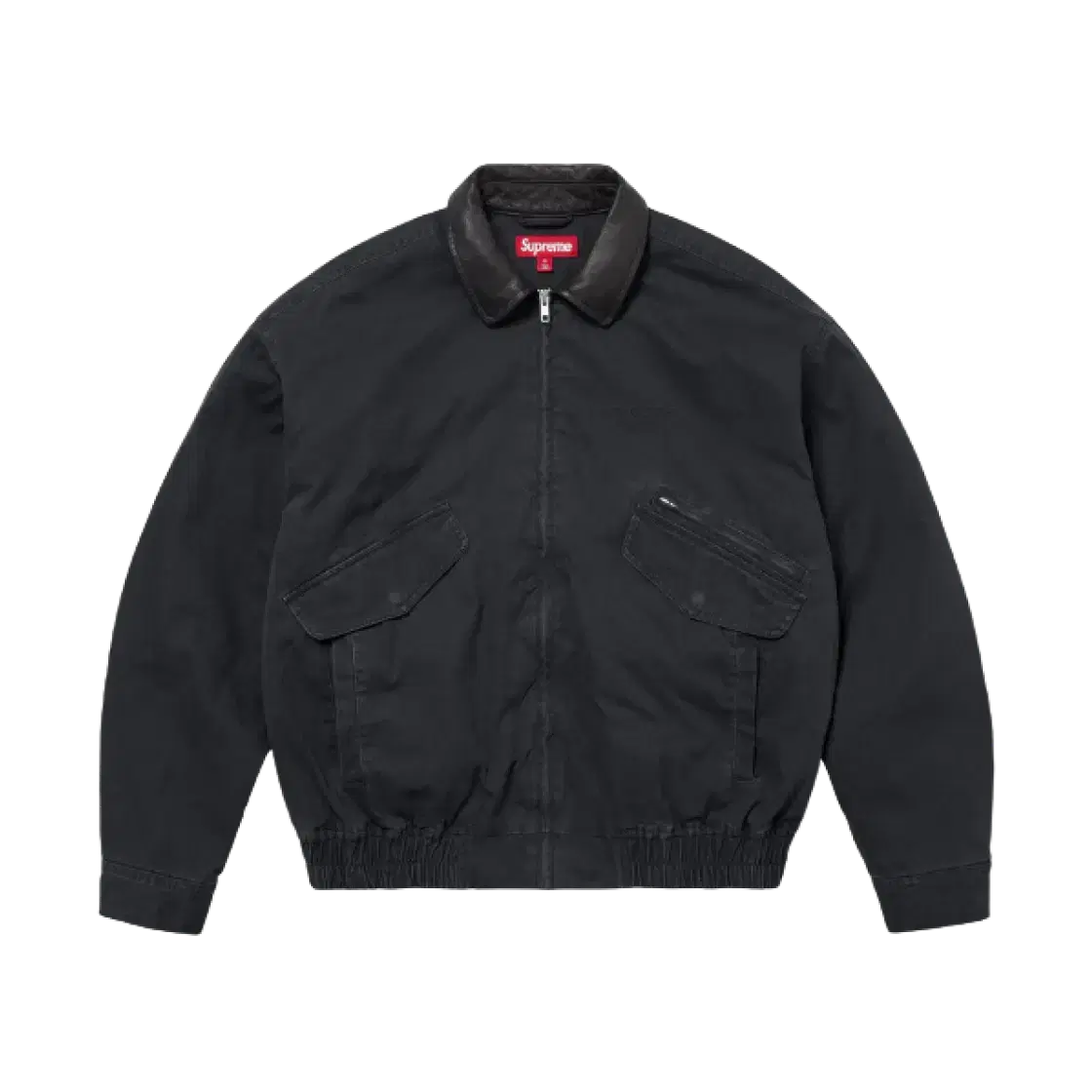 Same day delivery)L,XL Supreme Leather Collar Utility Jacket Black Large,XXL