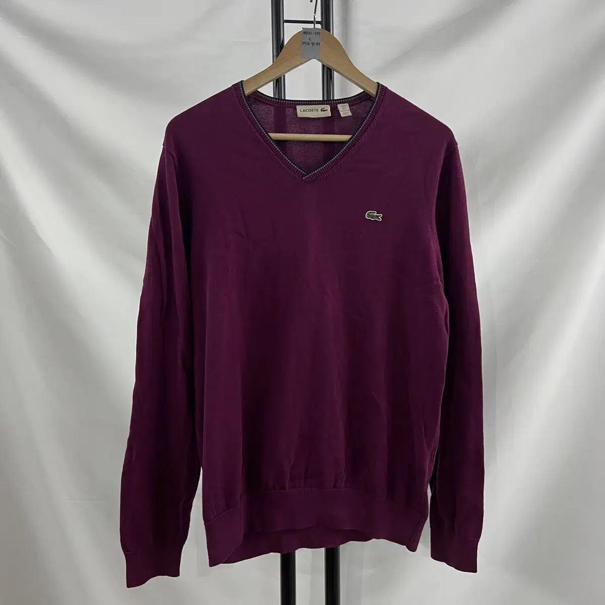 [Genuine/L] Lacoste V-neck purple knit