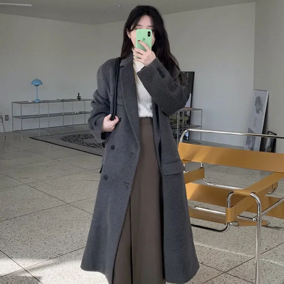 어리틀빗 soft wool double over coat 차콜