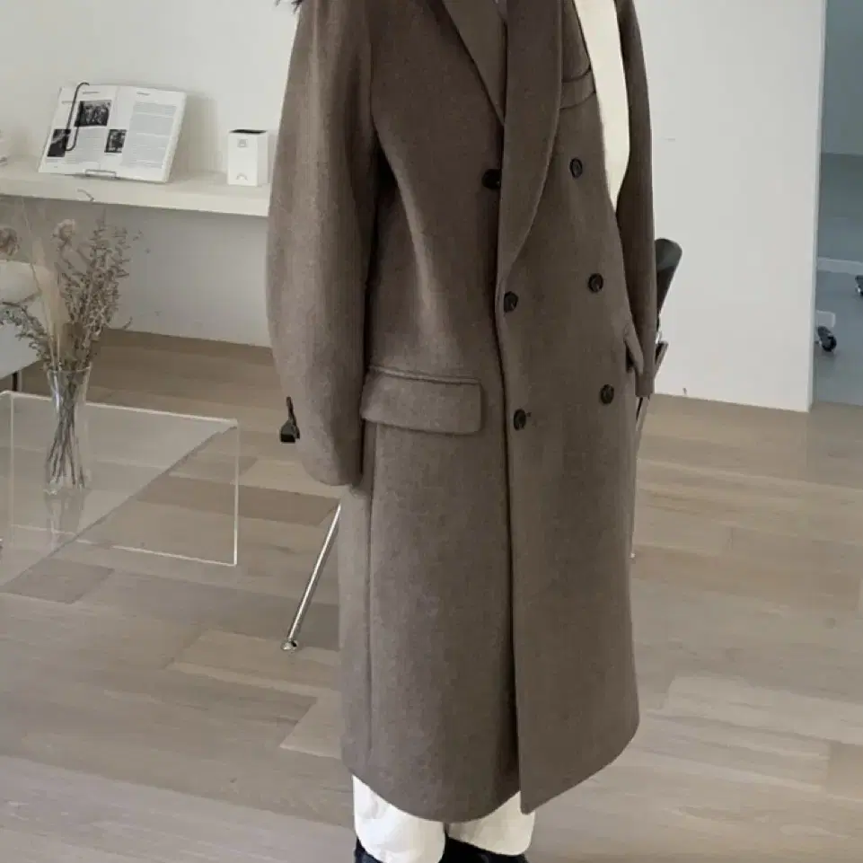 어리틀빗 soft wool double over coat 차콜