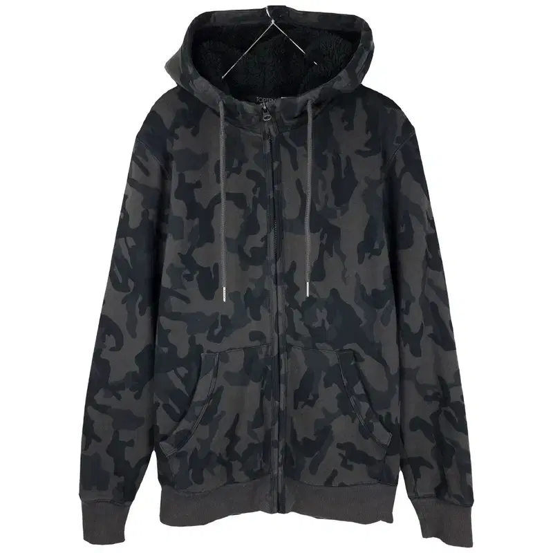 만원샵 탑 Tan Camo Pattern Boa Fur Hoodie Zip-up M04726