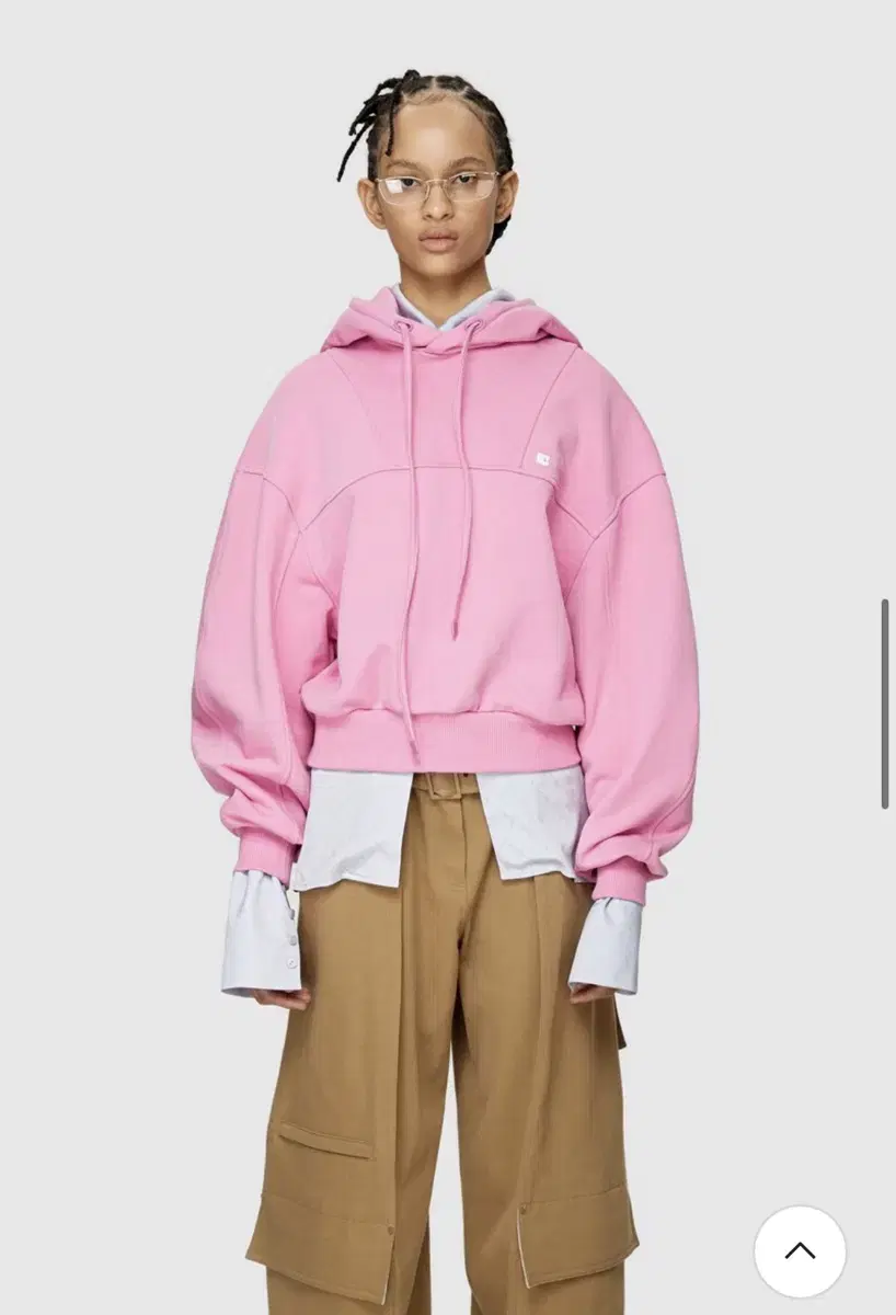 [3회 착용/S] 로우클래식 LC Crop Hoodie(pink) 크롭