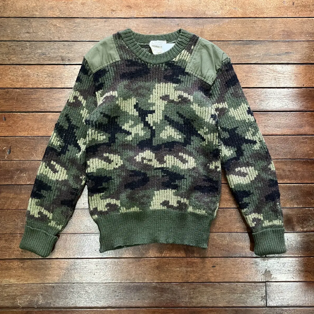 L.L.Bean L Elvin Camo Wool Knit ENGLAND