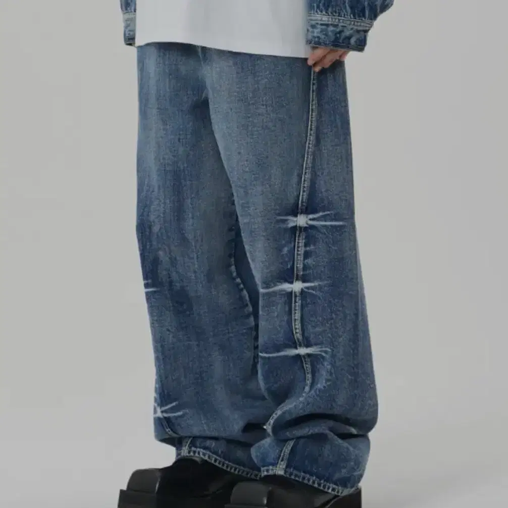 메종미네드) PINCH WIND DENIM PANTS BLUE