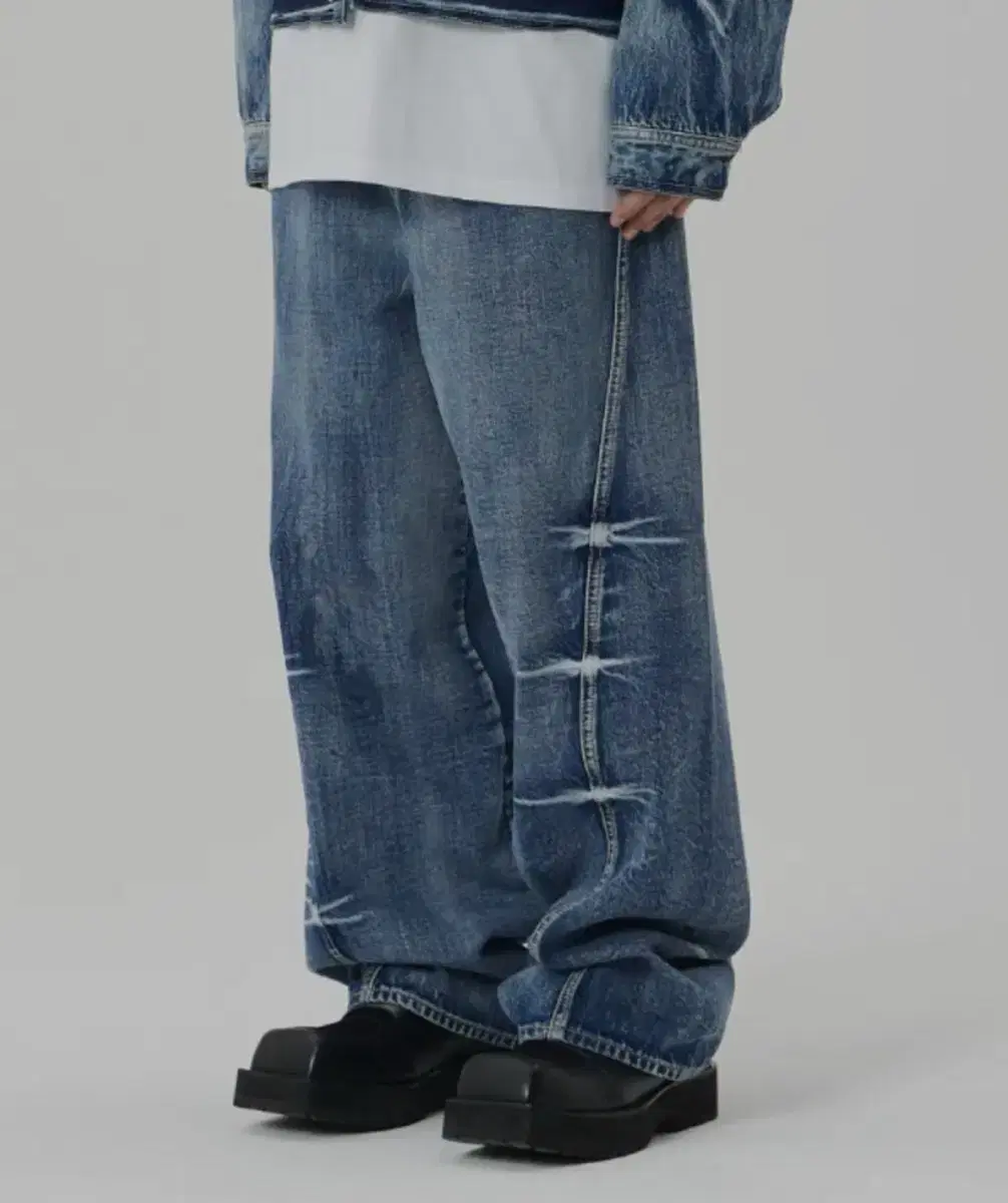 Maison Mined) pinch wind denim pants blue