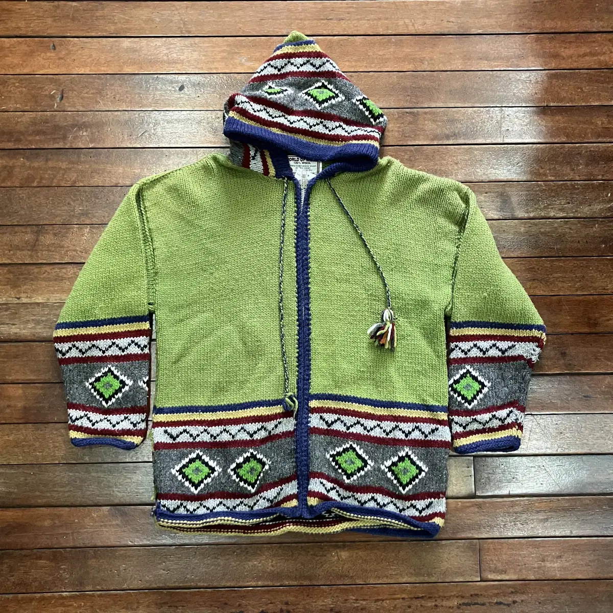 World Of Wool Hand Knit Hooded Zip-up Jacket