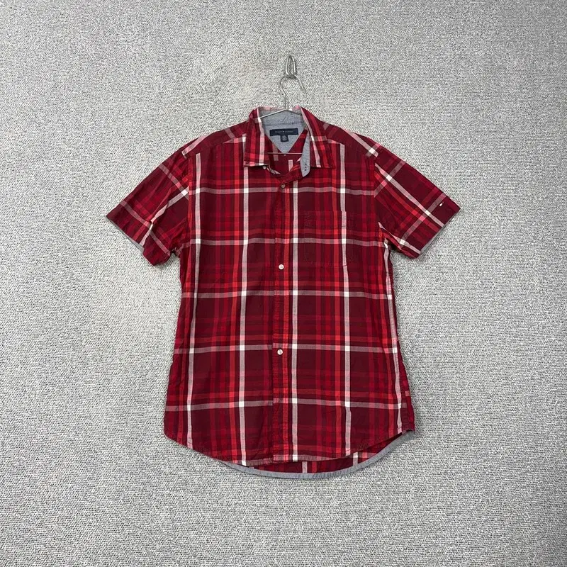 Tommy Hilfiger Casual Red Check Short-Sleeved Shirt L