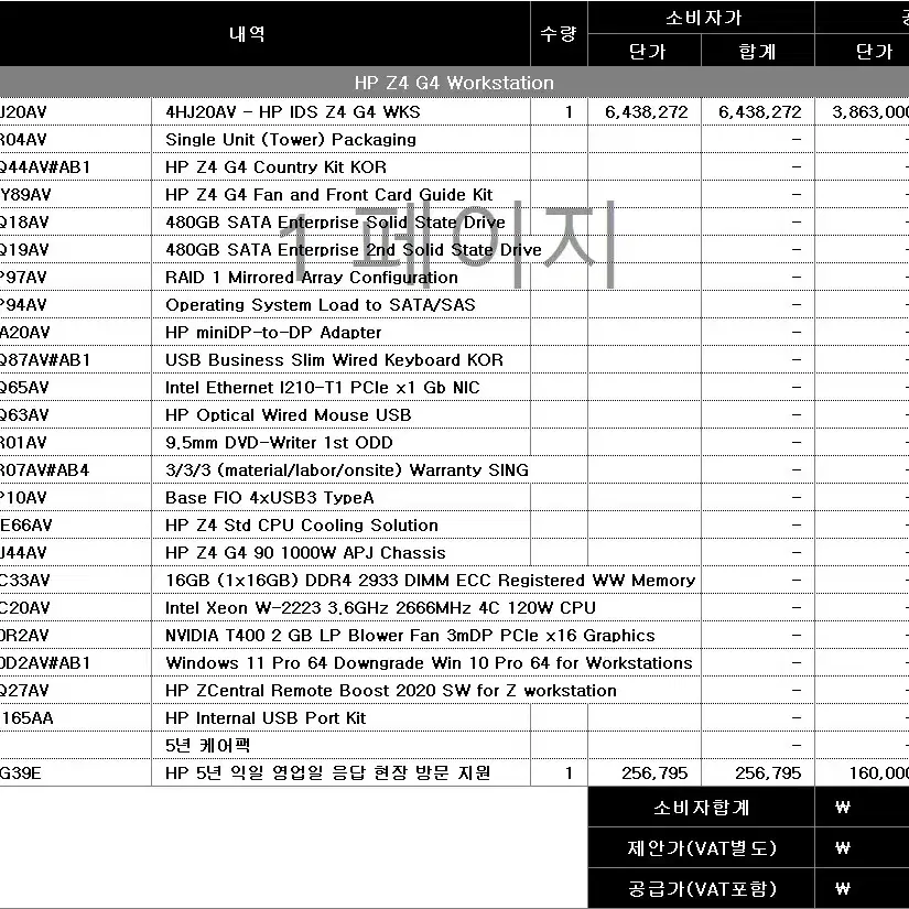 HP Z4 G4 워크스테이션 Workstation 팝니다.