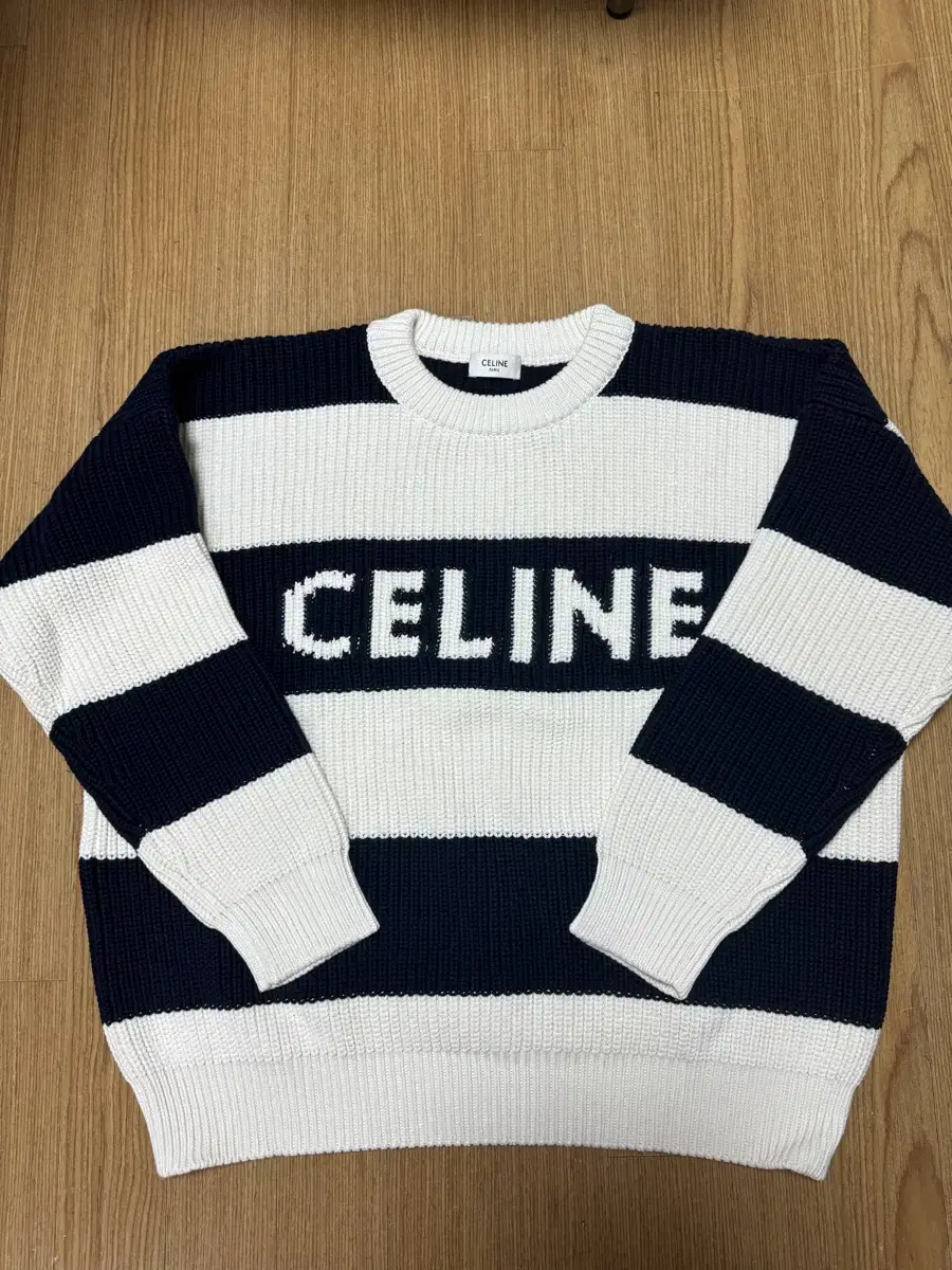 [New]Seline Oversized Cotton Striped Sweater Navy